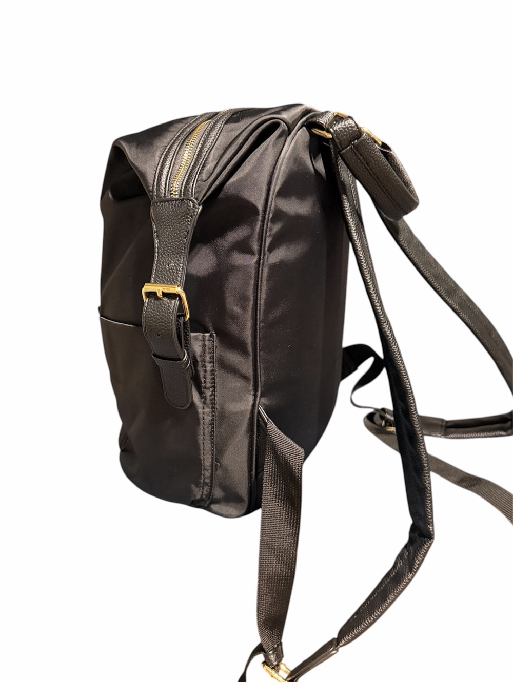 Tommy Bahama Black Leather and Nylon Backpack